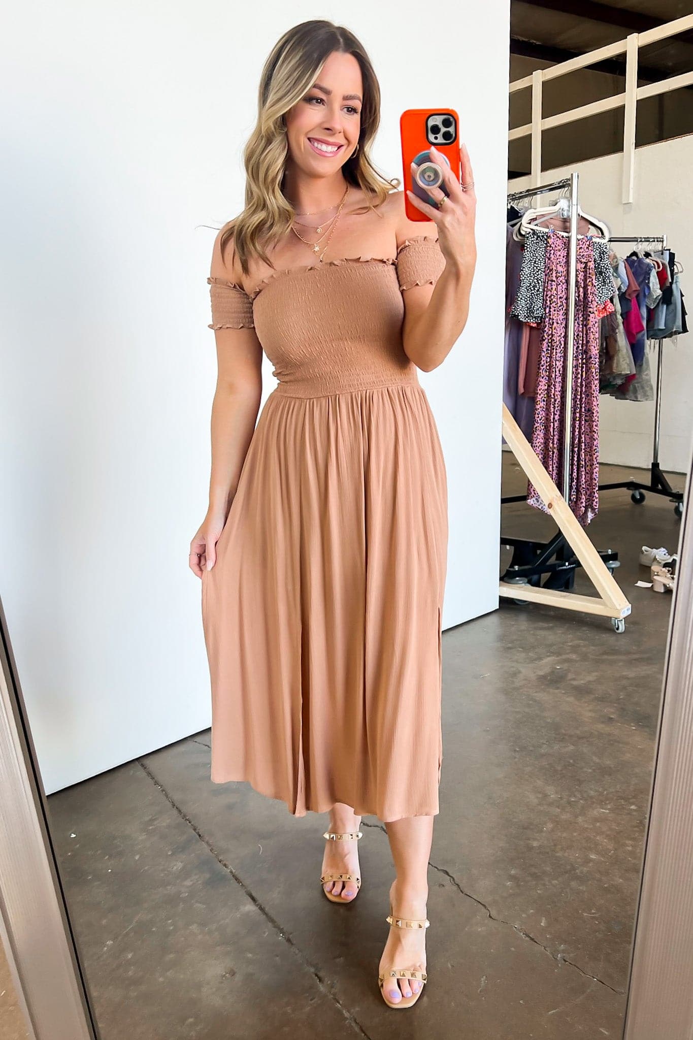 Off Shoulder Smocked Dress