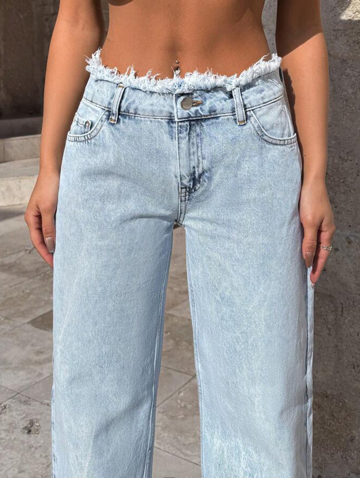 Casual high-waisted loose-fitting wide-leg pants