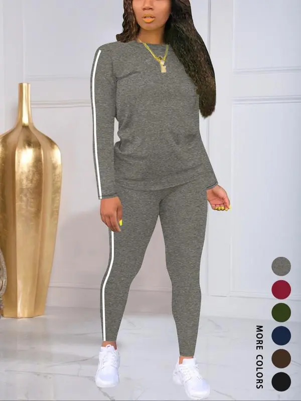 Women’s Striped Long Sleeve Top & Pants Set