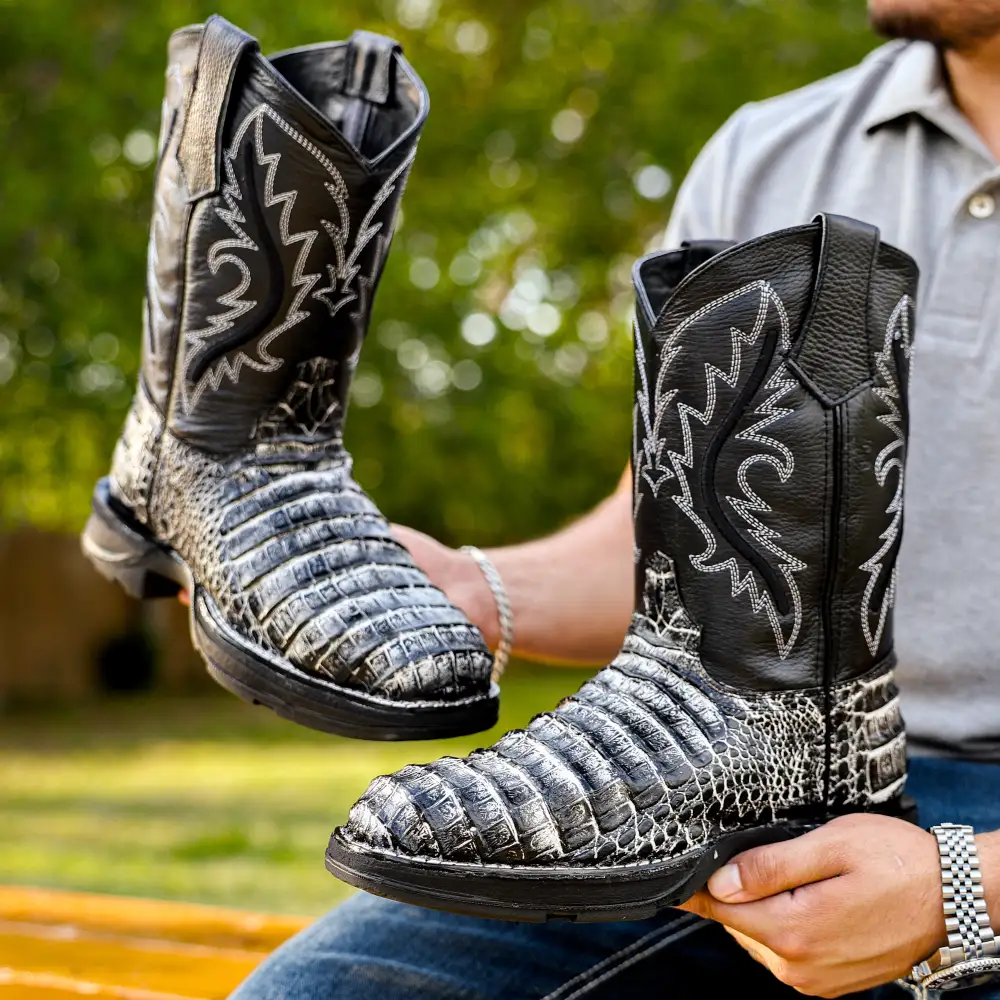 Desert Caiman Belly Leather Boots With 3D Lightweight Sole - Composite Toe