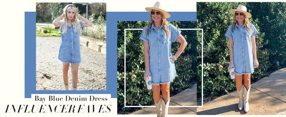 Denim Dress for Women Button Down Short Sleeves