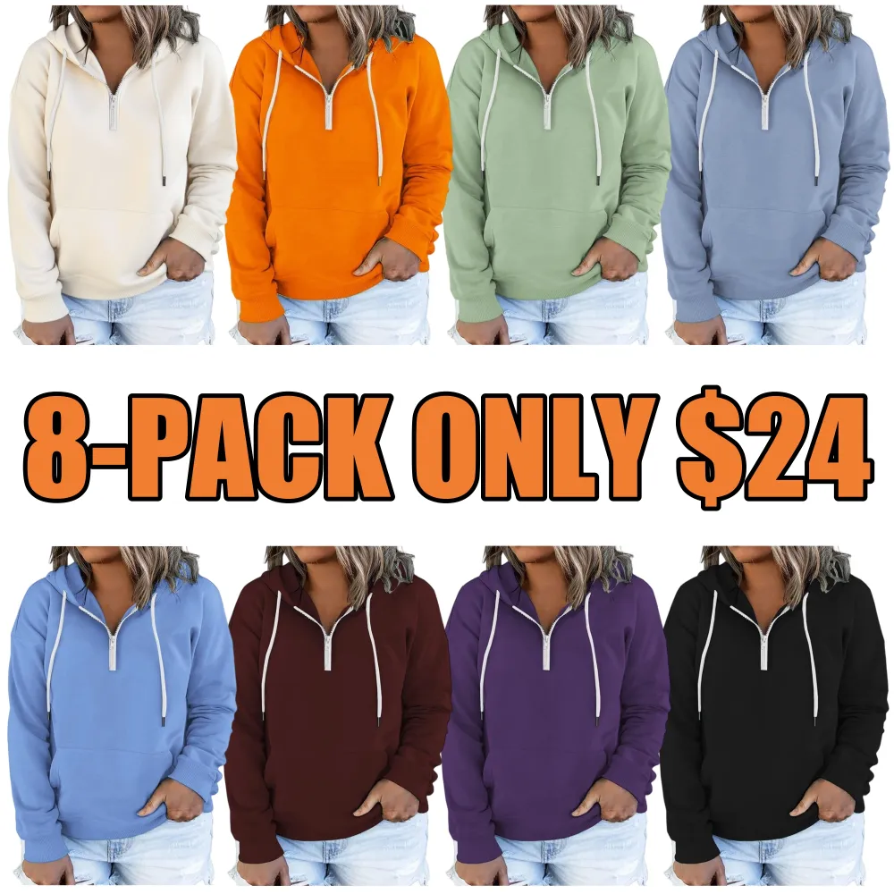 Women's Plus Size Hoodies Quarter Zip-Up Sweatshirts