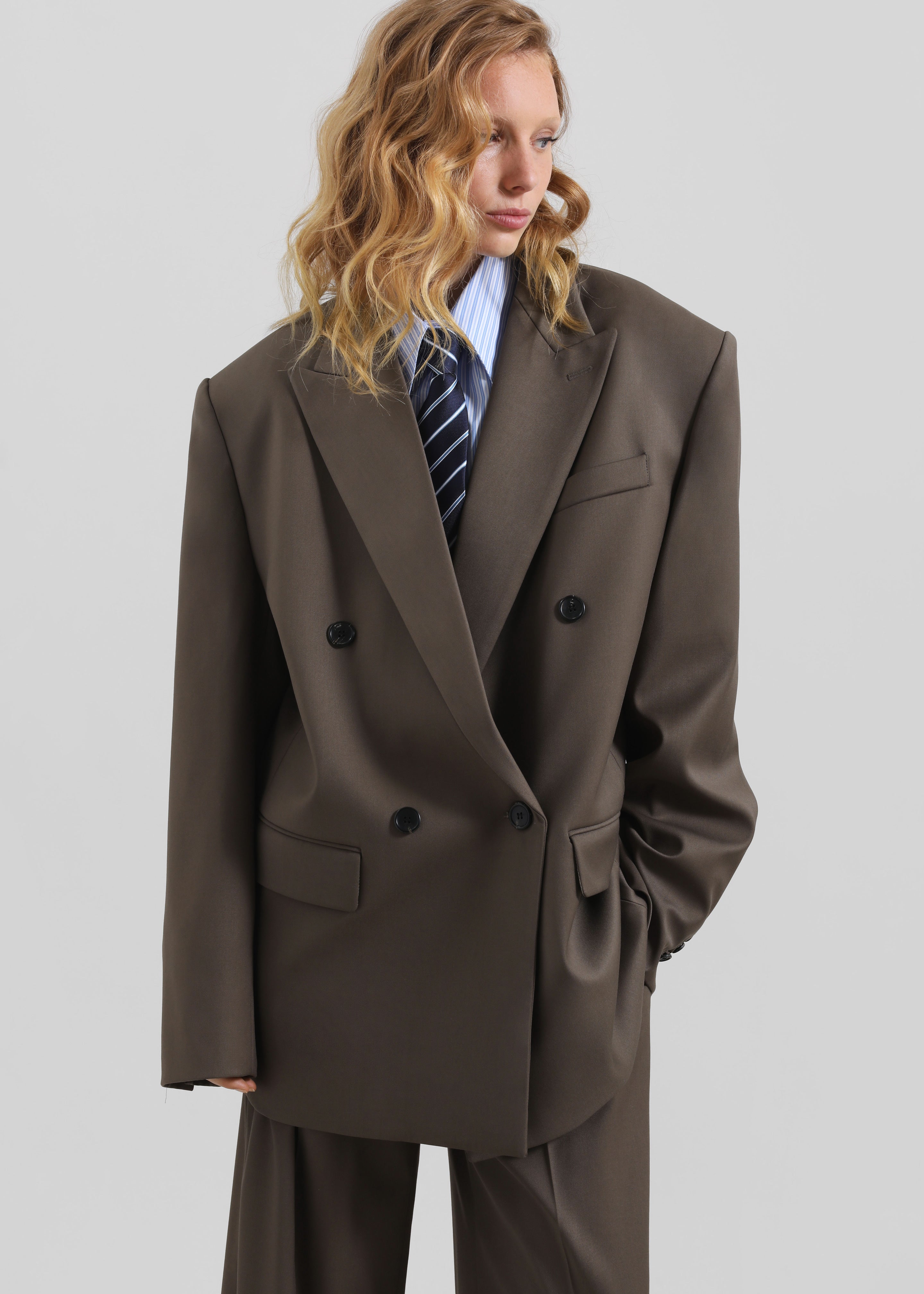 Pallen Double Breasted Blazer - Brown