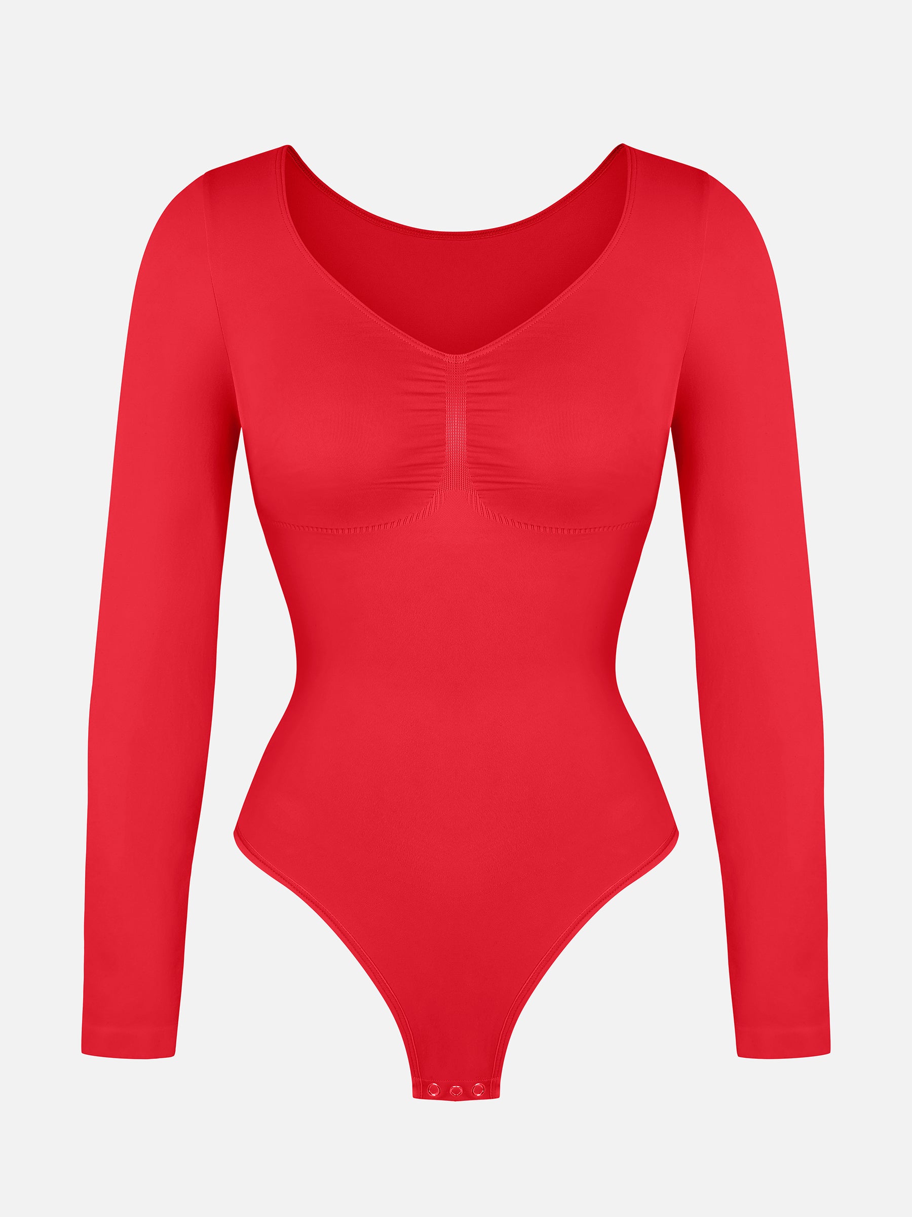 Feelingirl Seamless Long Sleeve Tummy Control Thong Bodysuit