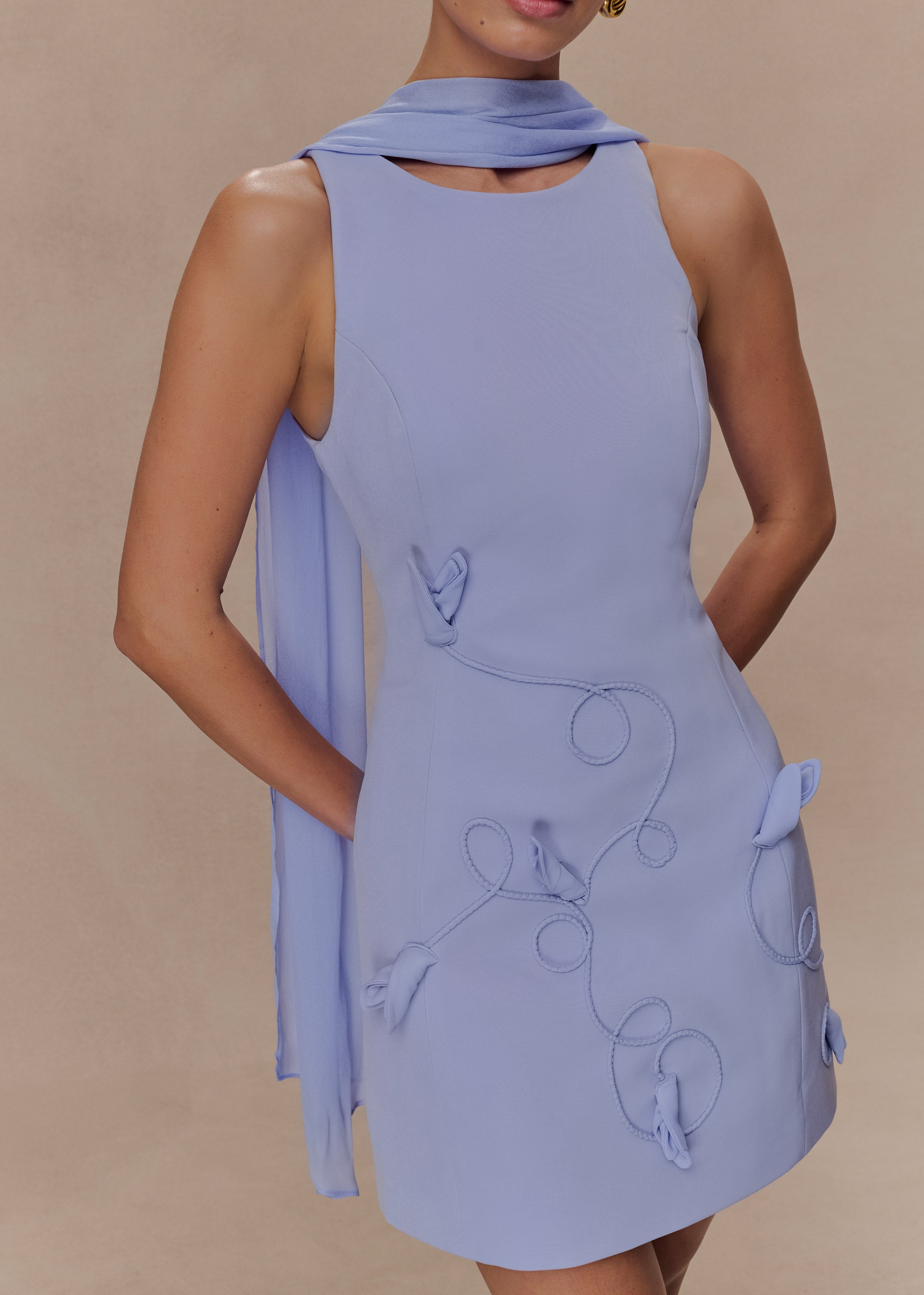 Lilac Suiting Embroidered Mini Dress