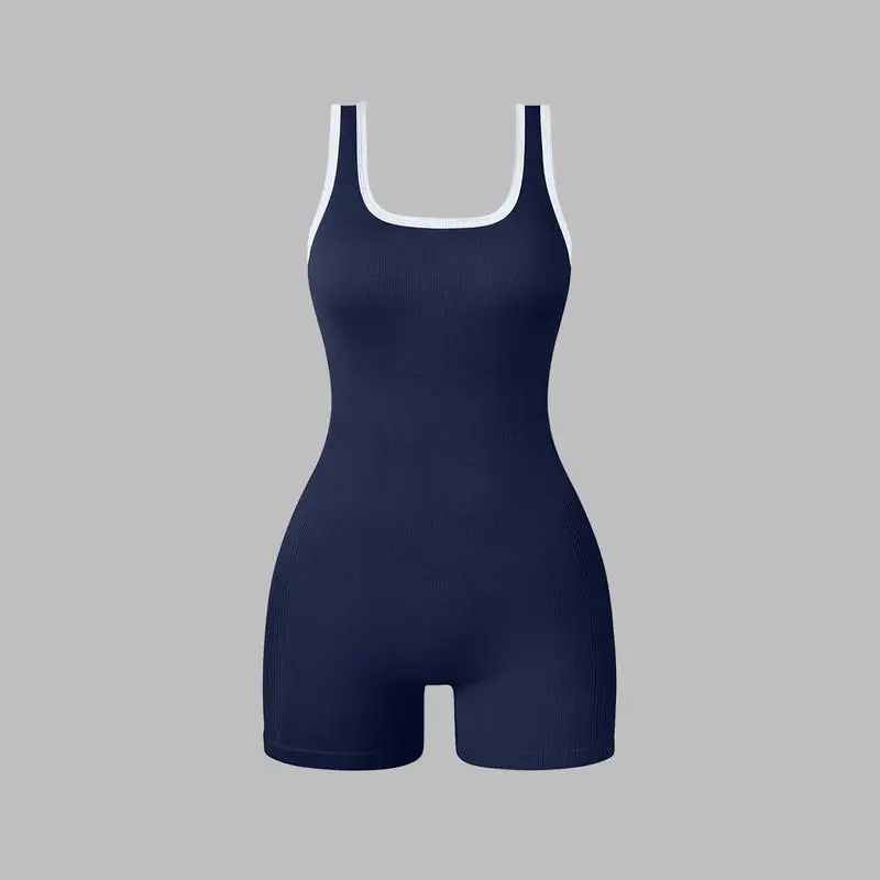 Lady's Sleeveless Solid-color Close-fitting  Rompers