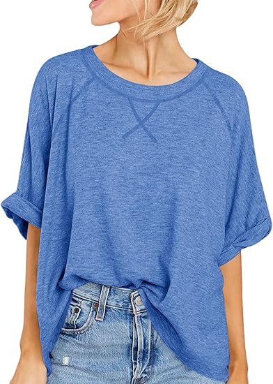 Womens Oversized Tshirts Casual Summer Tops Short Sleeve Loose Fit Tunic T Shirts