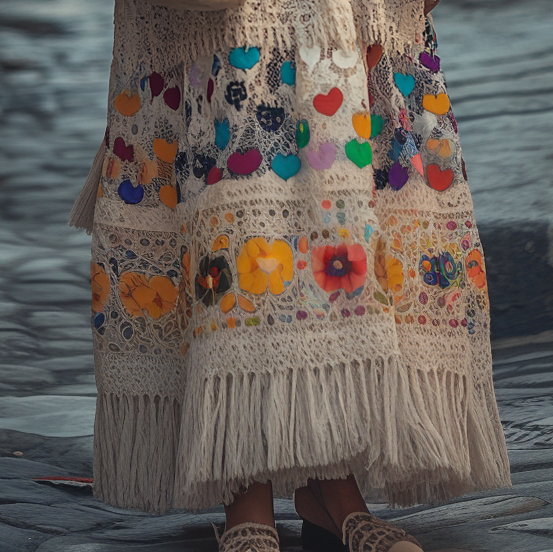 Vintage Loose Linen Patchwork Dress 83e2