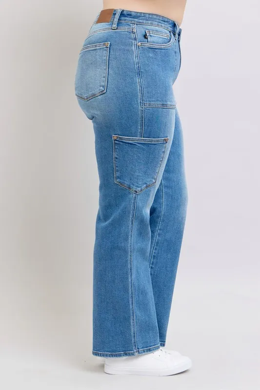 Blue Full Size High Waist 90's Straight Jeans Plus Size