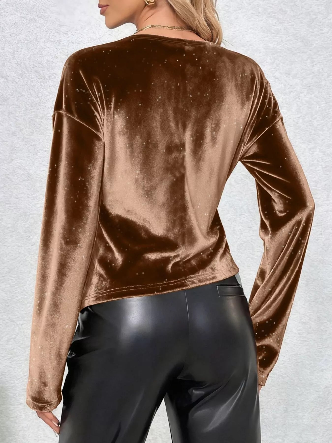 Velvet Twist-Front Long Sleeve T-Shirt