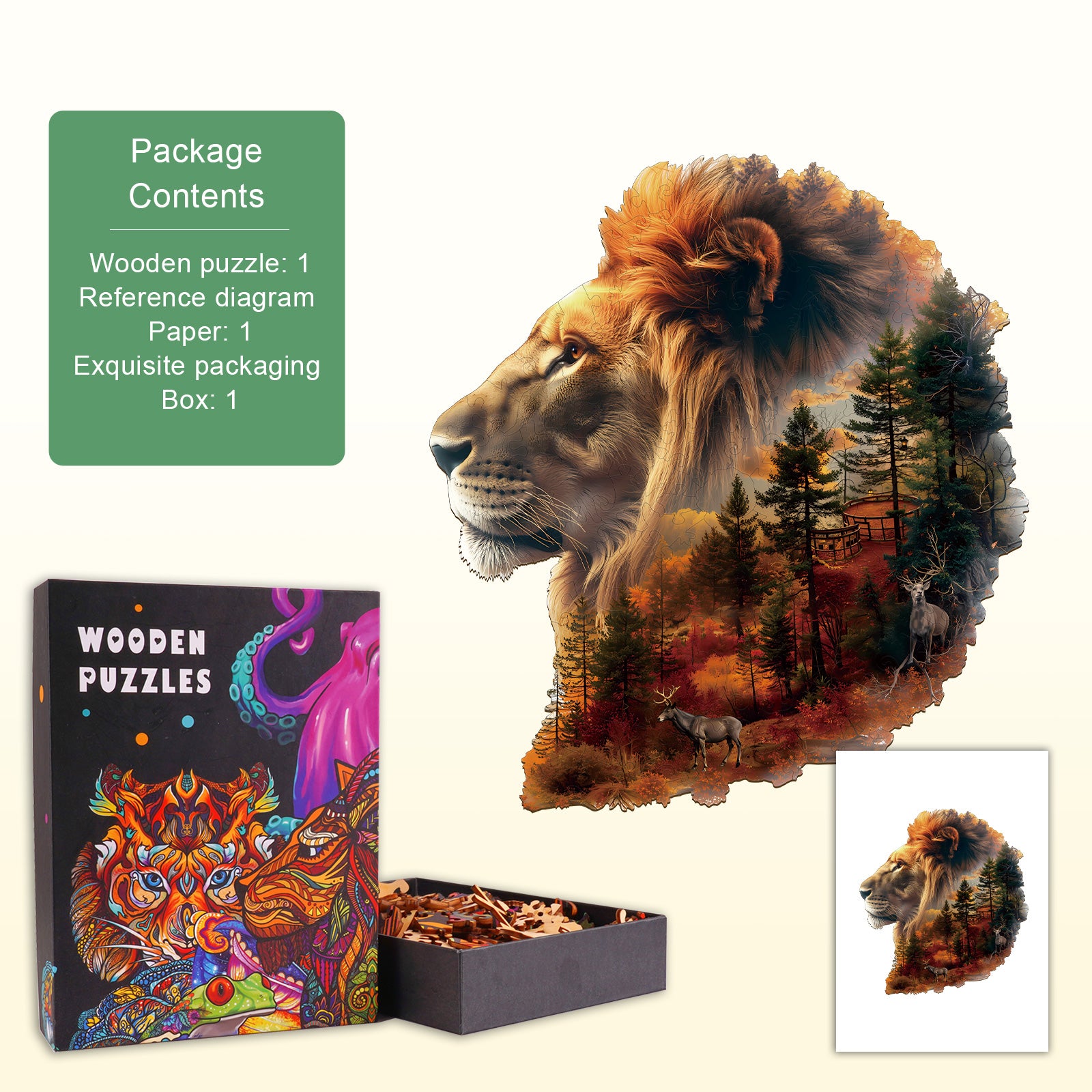 Sunset Lion Wooden Jigsaw Puzzle