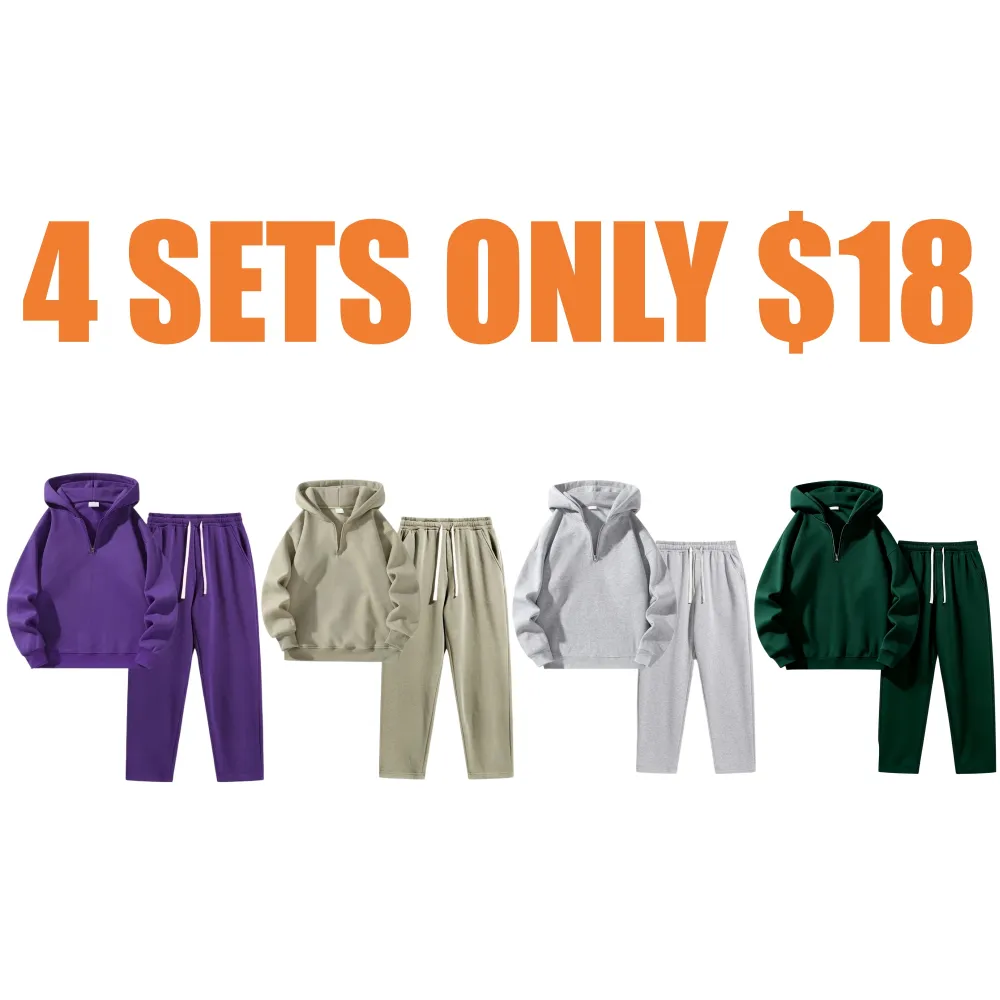 Fit Casual Drop Shoulder Half Zip Hoodie