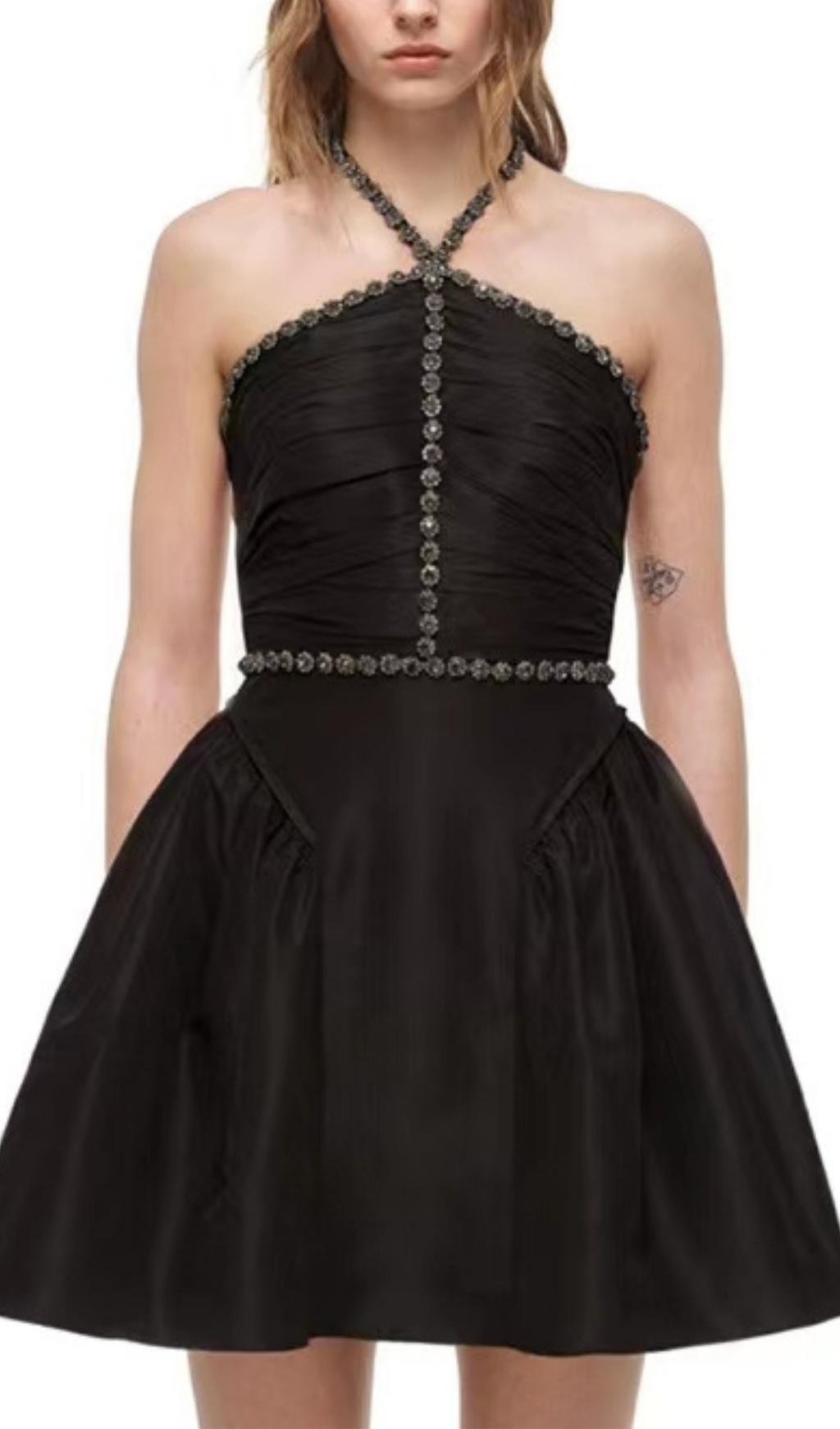 DIAMOND CHAIN DRESS IN WHITE/BLACK