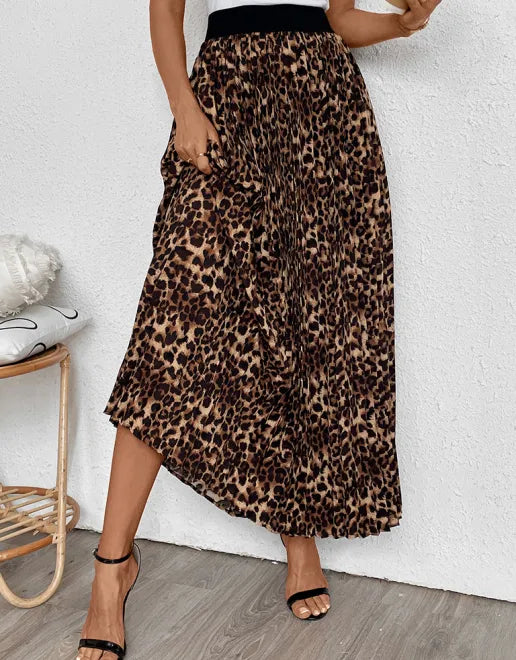 New Leopard Pleated Skirt