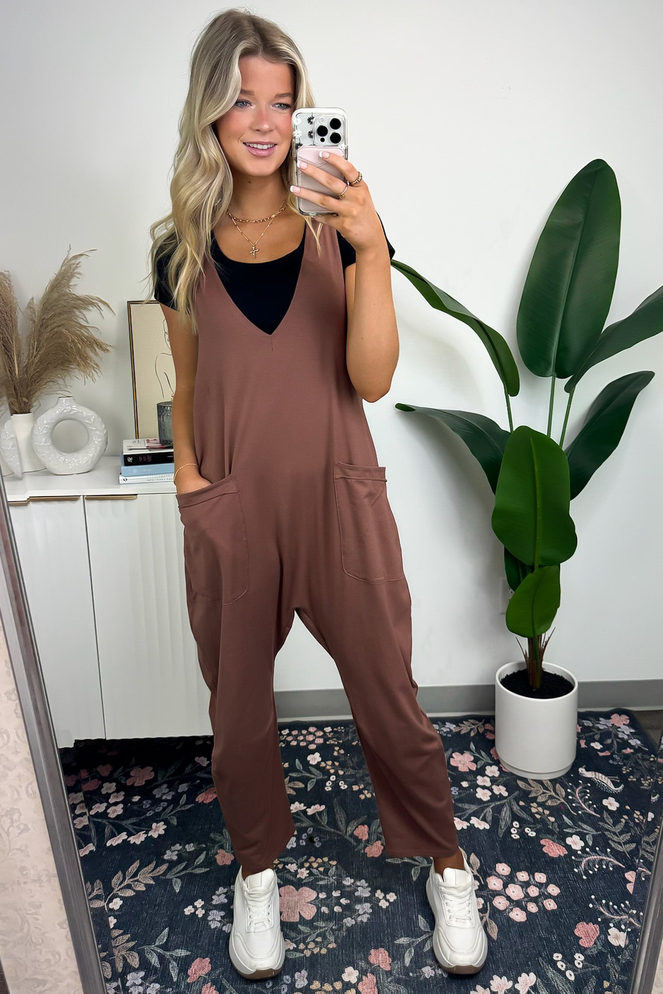 Relaxed Fit V-Neck Jumpsuit