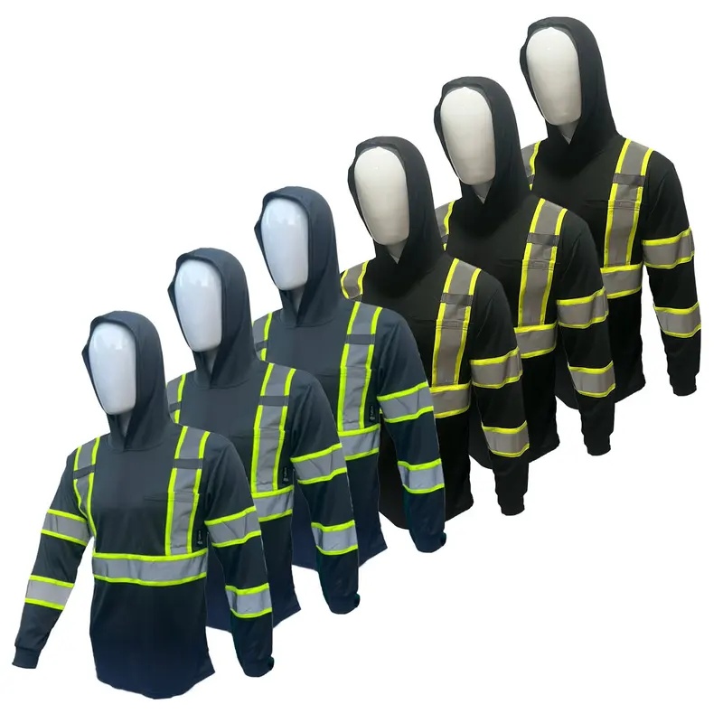 12/6 PACK SHIRT High Visibility Long Sleeve Safety Shirt with hoodie