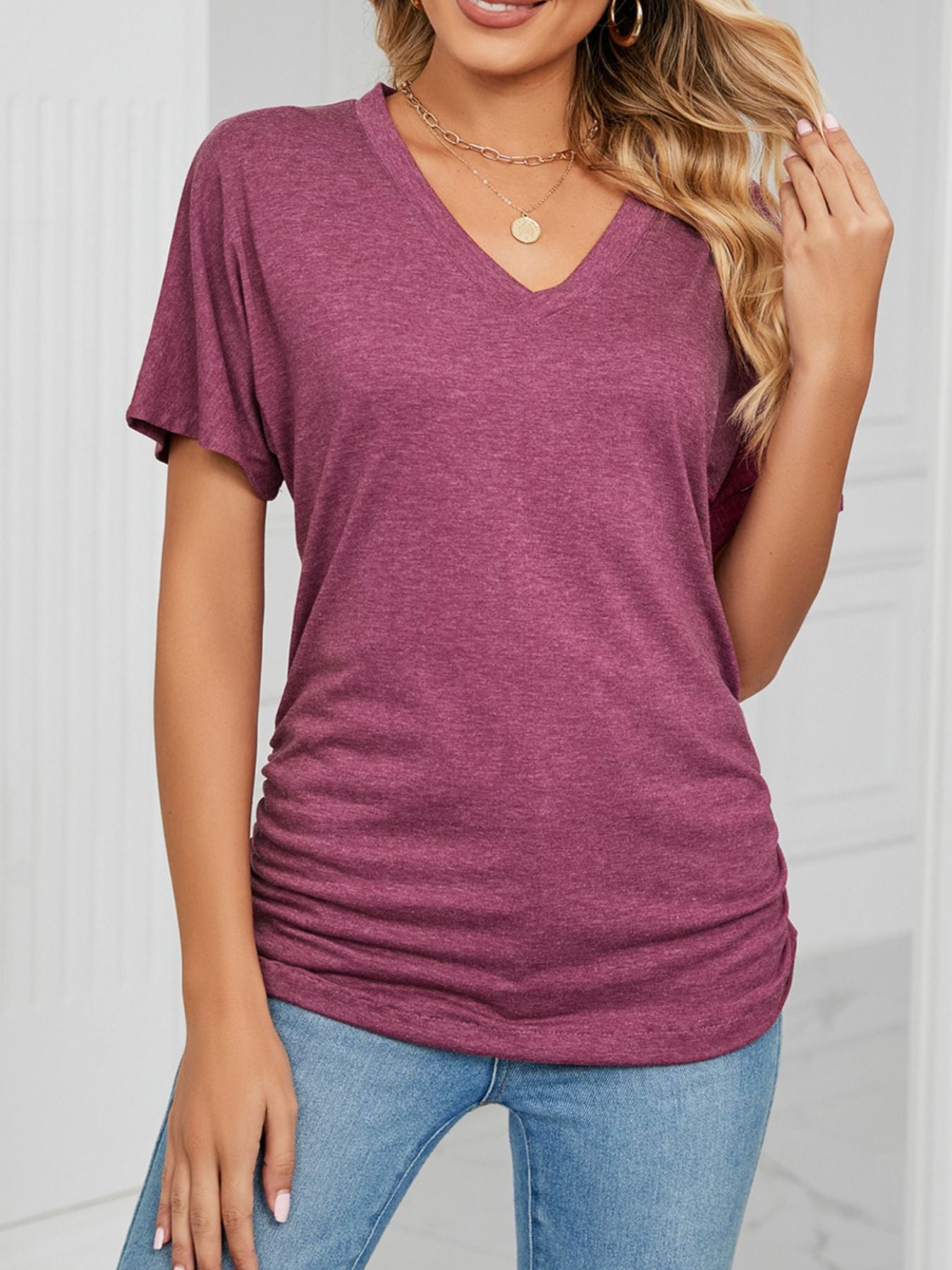 Casual V-Neck Short Sleeve T-Shirt