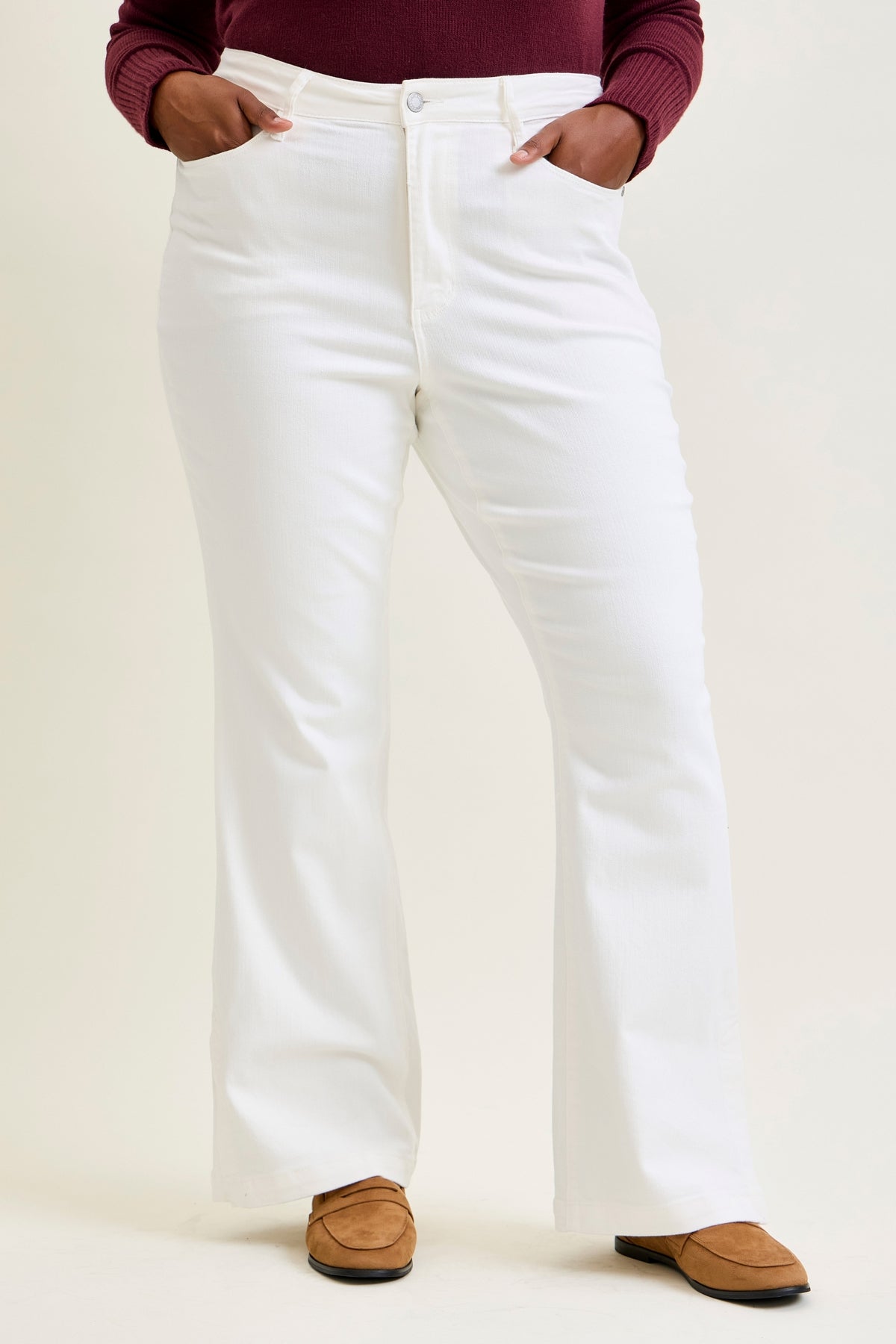 Lara White Slim Boot with Side Slit - PLUS