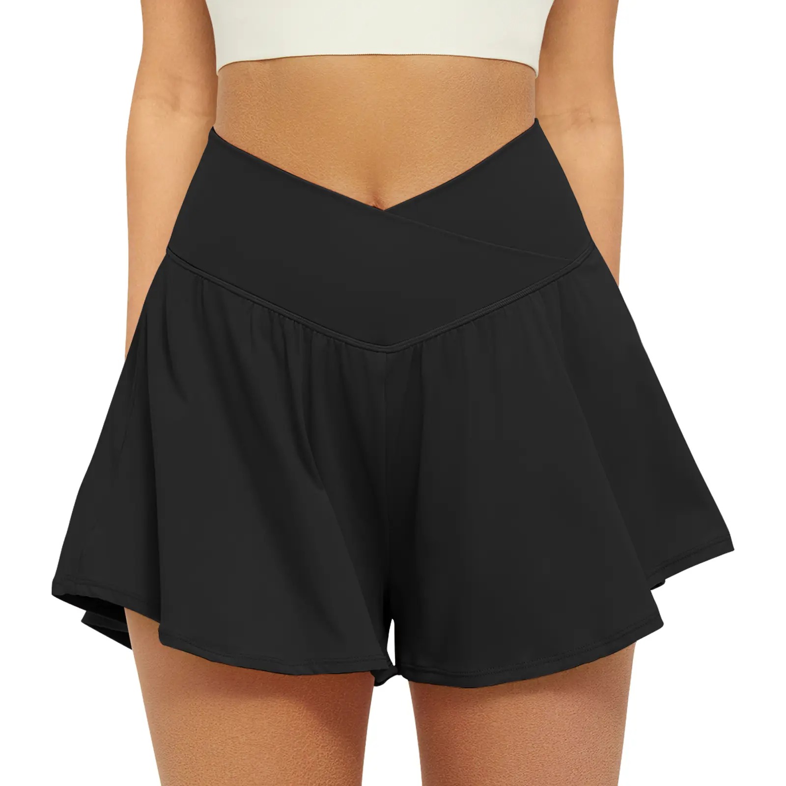 ✨✨Women’s 2-in-1 Crossover High-Waist Athletic Shorts