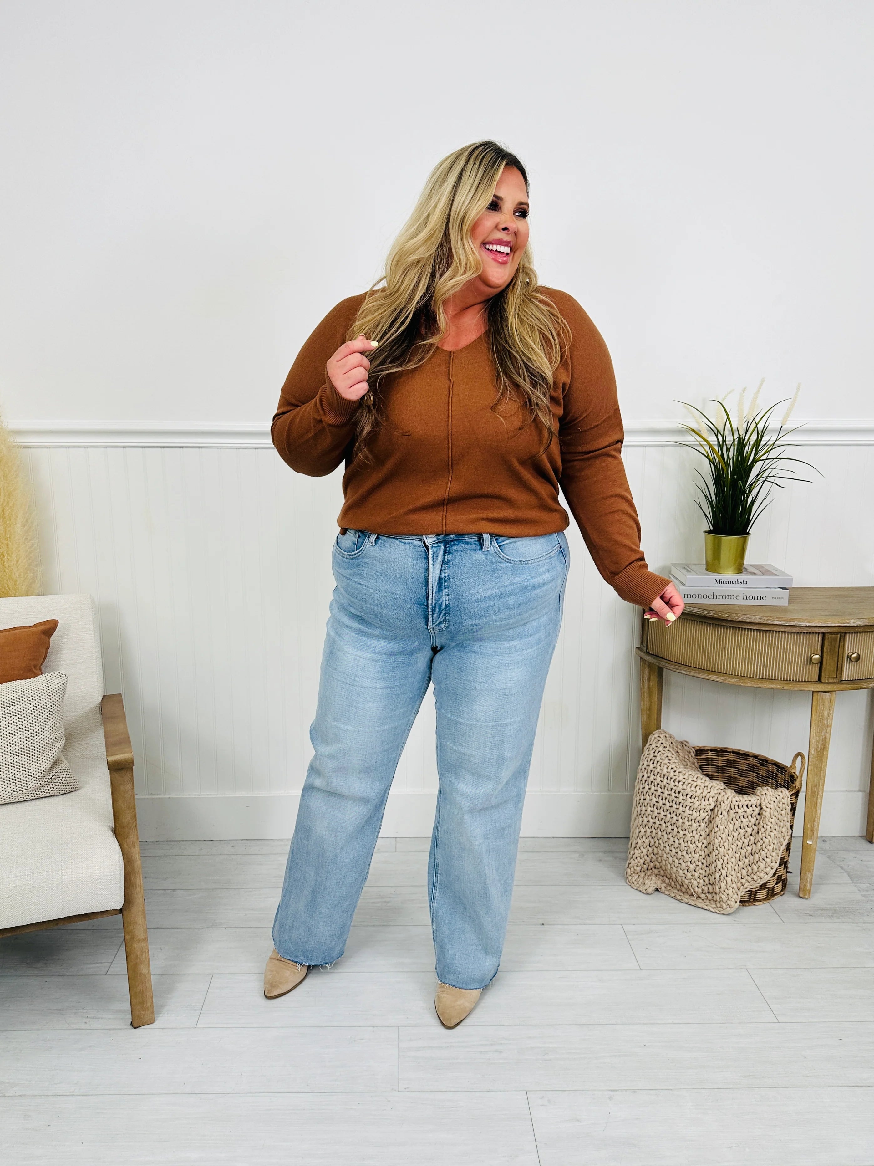 Feeling Brand New Slim Wide Leg Tummy Control Jeans