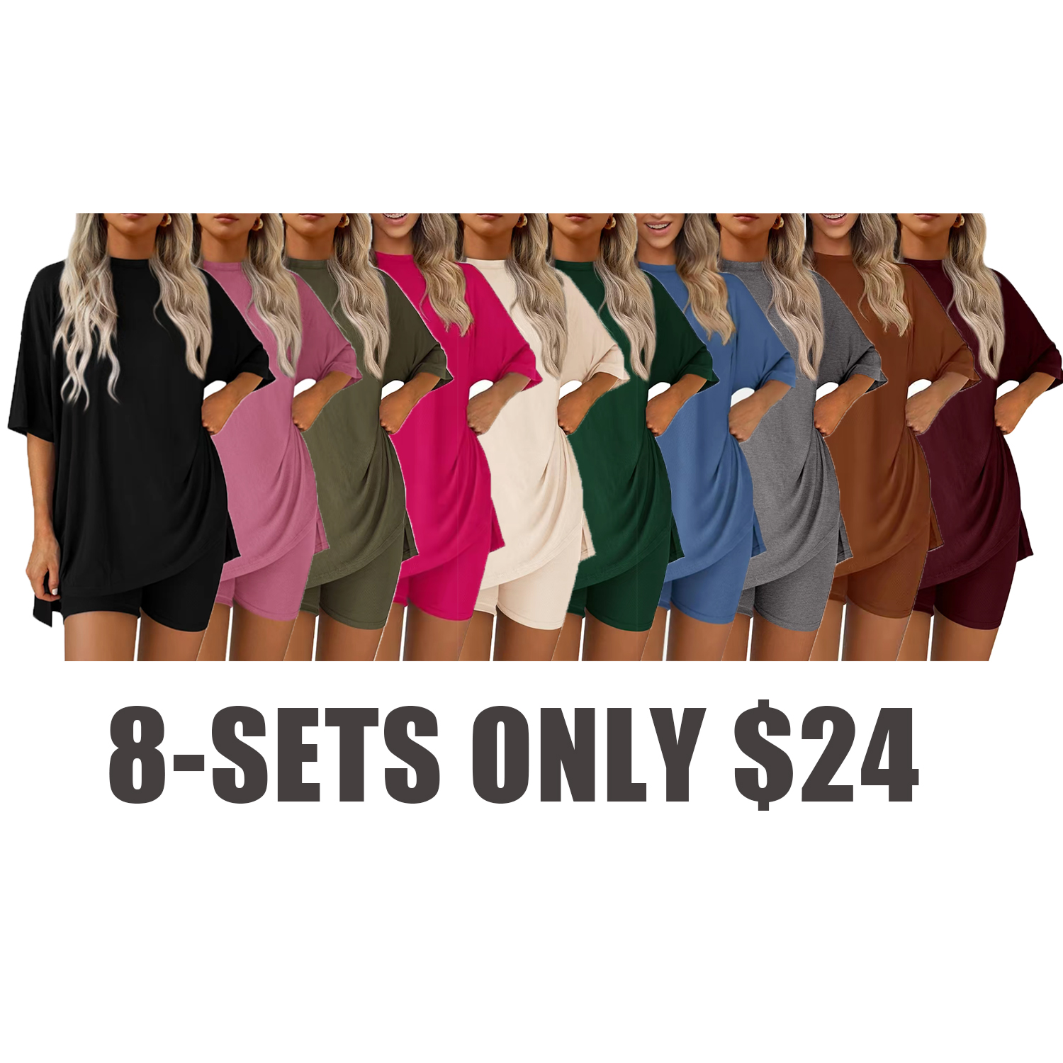 Women's Summer 2-Piece Set - Oversized Shirt & Biker Shorts