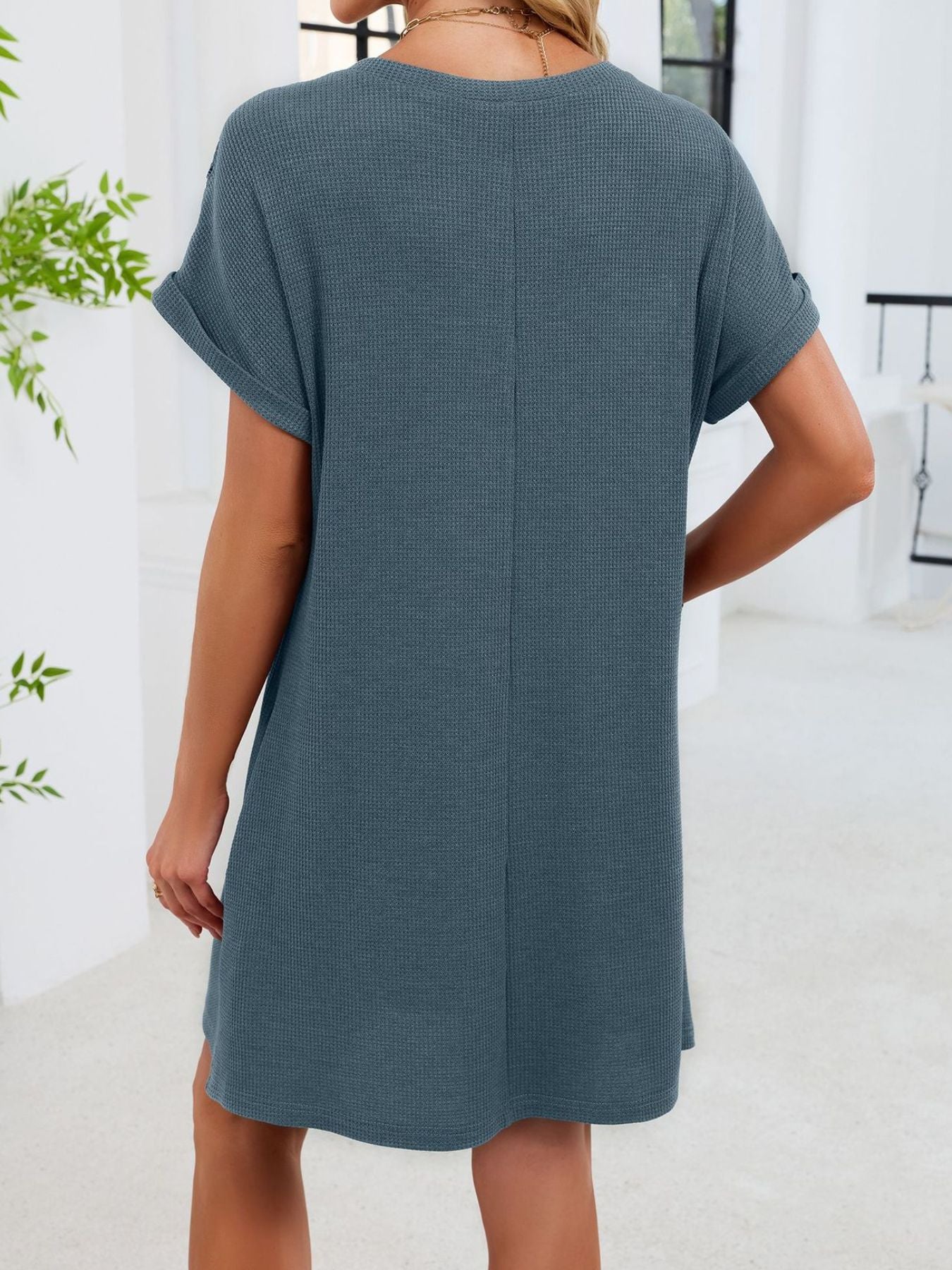 Lace Round Neck Short Sleeve T-Shirt Dress