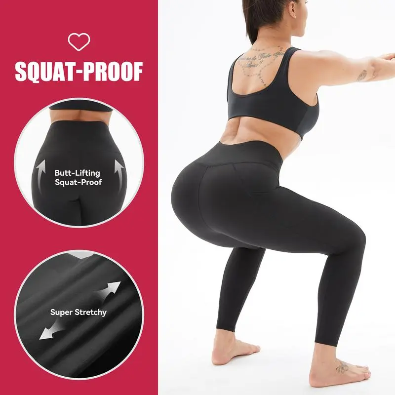 Women's High Waisted Fleece Lined Leggings with Pockets