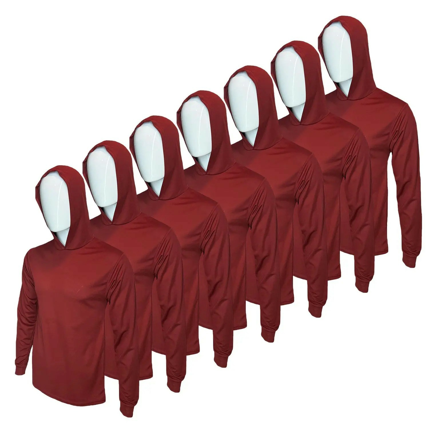 7 SHIRT PACK Hi Visibility ultra light weigh Long sleeve hoodie shirt / 100 % polyester birdeye Fabric for quick dry AVAIALBE IN VARIOUS COLORS