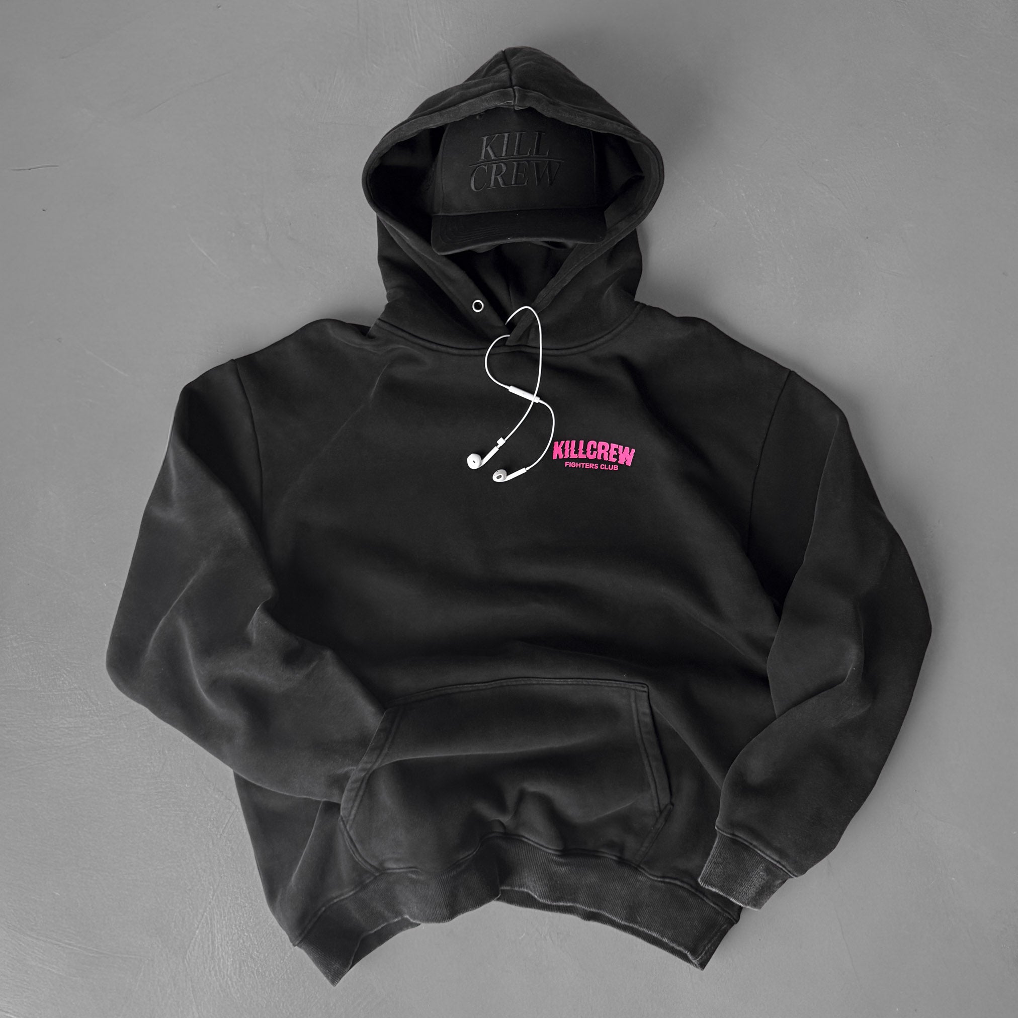 OVERSIZED LUX RIGOROUS TRAINING HOODIE - BLACK / PINK
