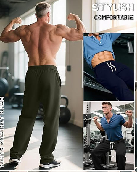 GYM PEOPLE Men's Baggy Fleece Workout Sweatpants with Pockets
