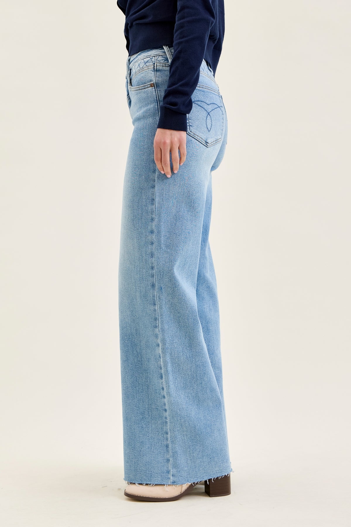 Lux Quilted Blue Retro Wide Leg