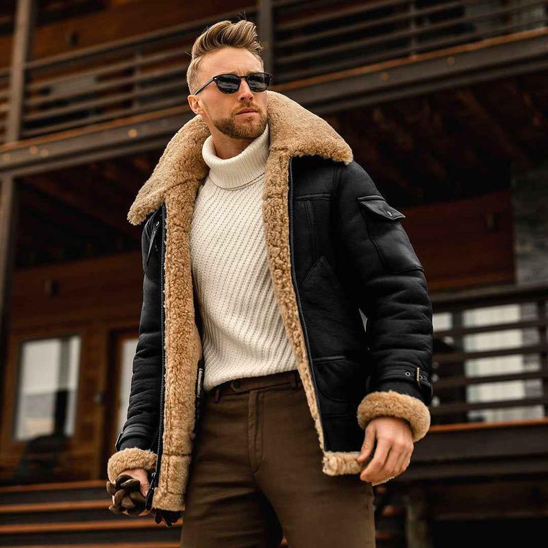 Men’s Tactical Fleece Winter Jacket with Fur Collar