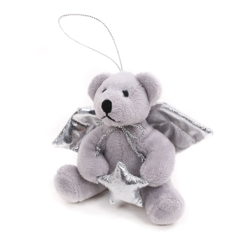 Christmas Silver Angel Bear 4inch Keychain