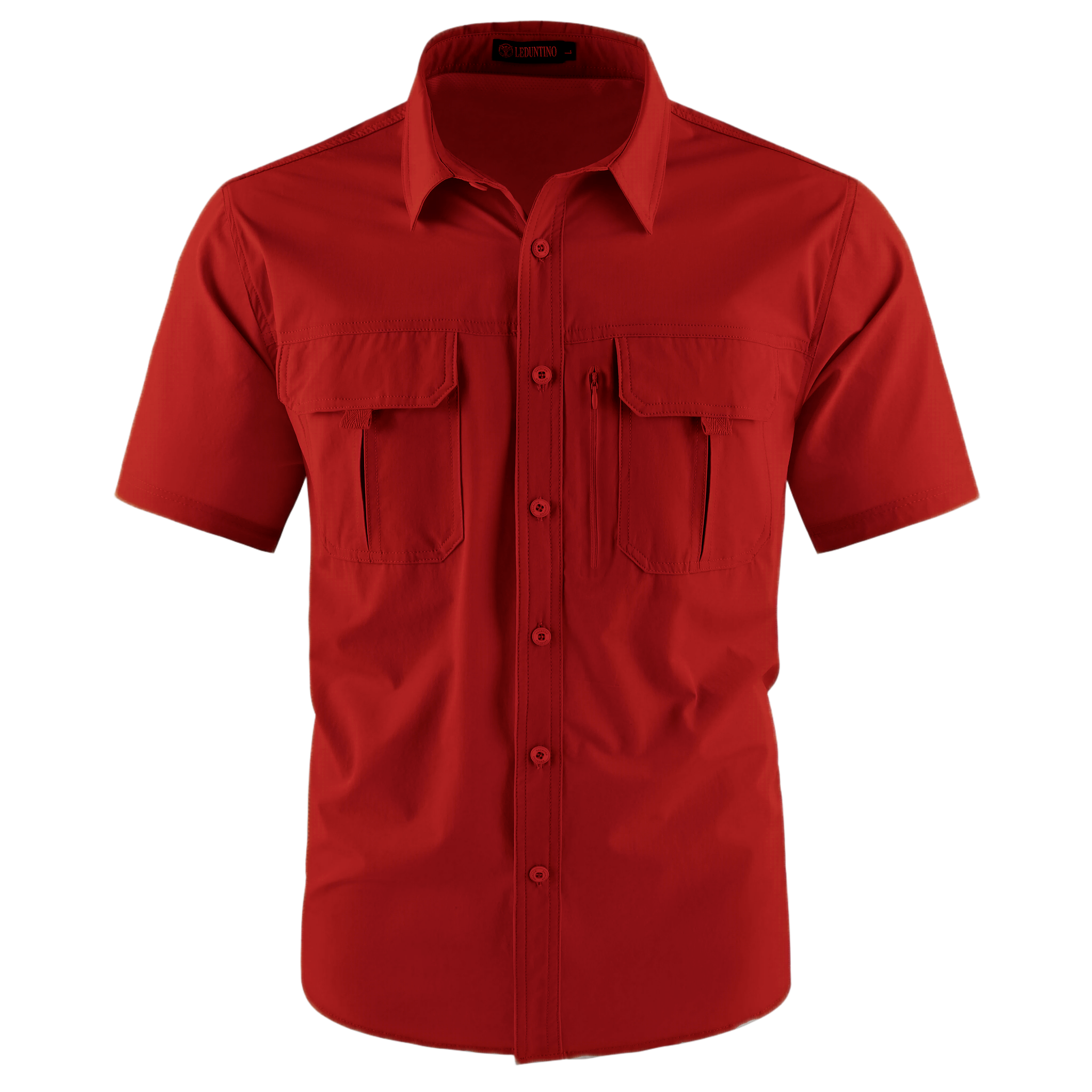 Men's American-Style Solid Color Shirt with Hidden Ventilation Holes Casual Summer Beach Nylon Shirt High-Quality Fabric Short Sleeves Button Closures