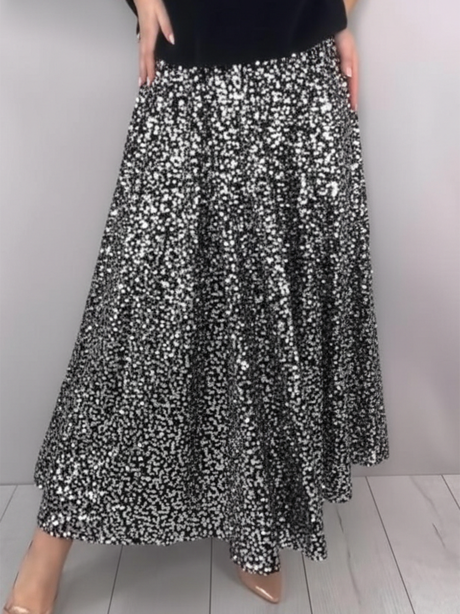 Elegant Sparkling Umbrella-shaped Skirt