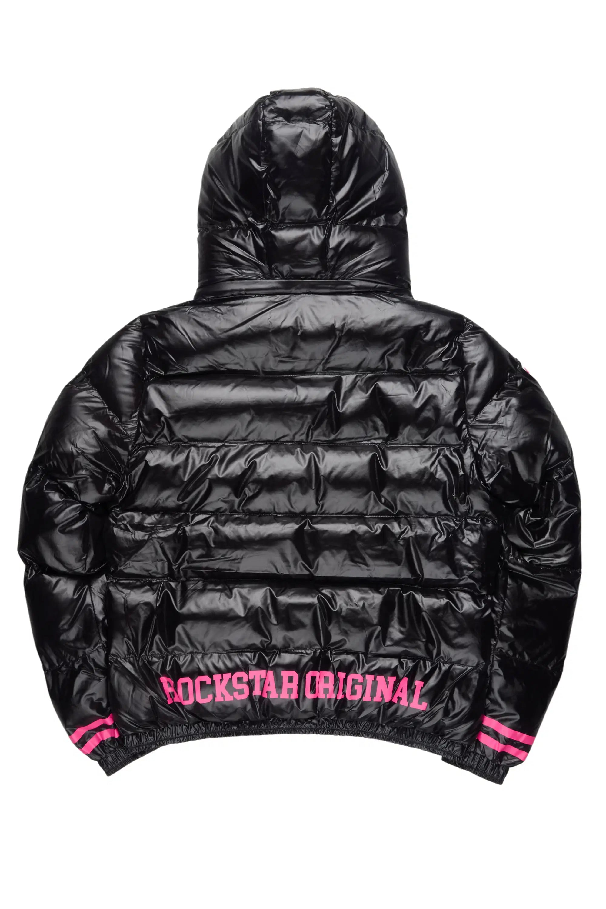 Kymberly Black/Pink Varsity Puffer Jacket