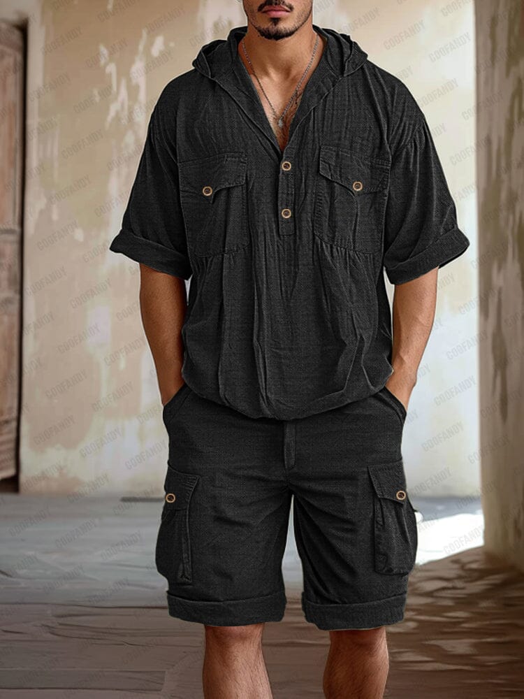 Utility 100% Cotton Hooded T-shirt Set