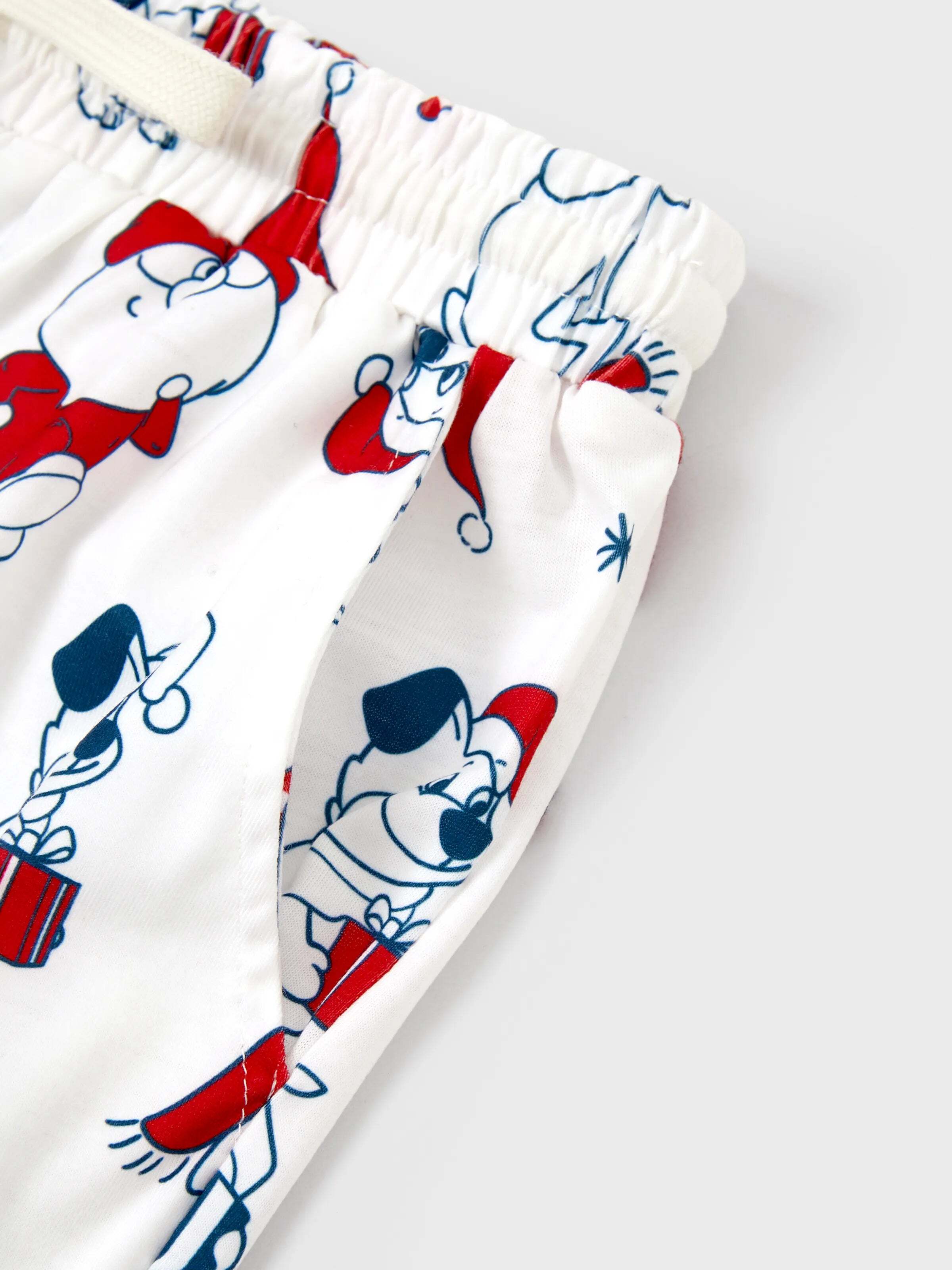 Christmas Matching Family Pajamas Set Santa Claus and Dogs Print PJS with Christmas Socks White