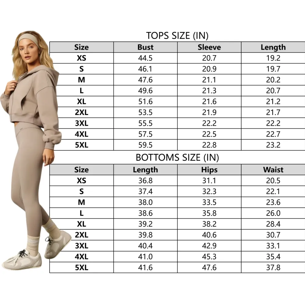 Warm Lightweight Relaxed Fit Cropped Hoodie Sweatshirt Set