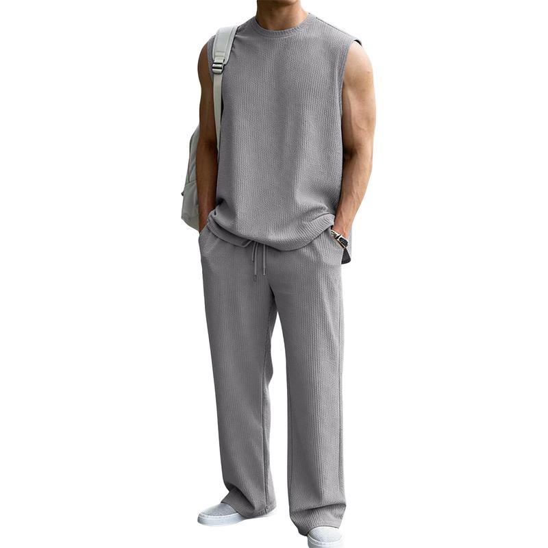 🧥 Men’s 2 Piece Rib Knit Sweatsuit — Casual Everyday Wear