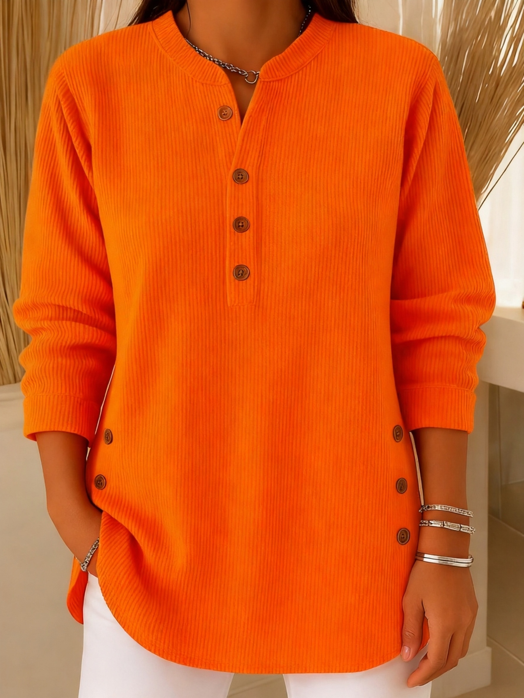 Women's Solid Color Crew Neck Long Sleeve Casual Loose Knit Pullover