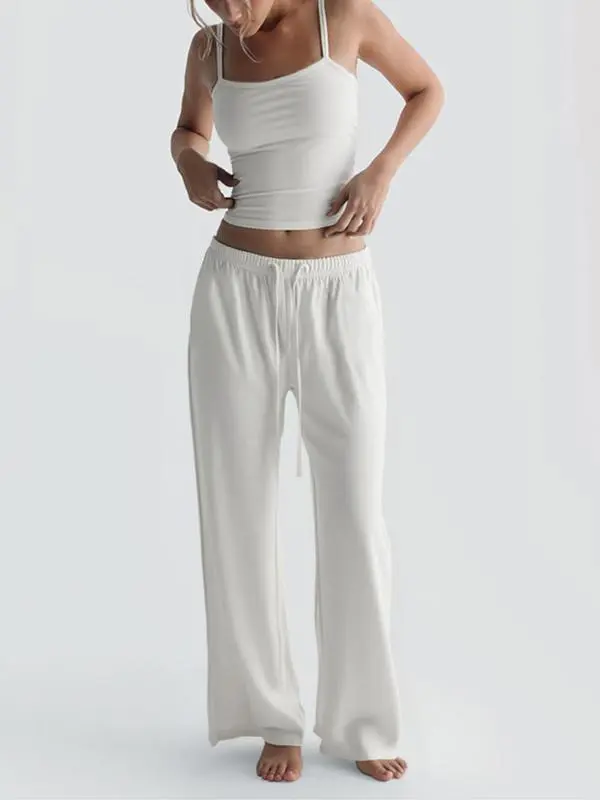 Two-Piece Set Women's Solid Color Cami Top & Pants