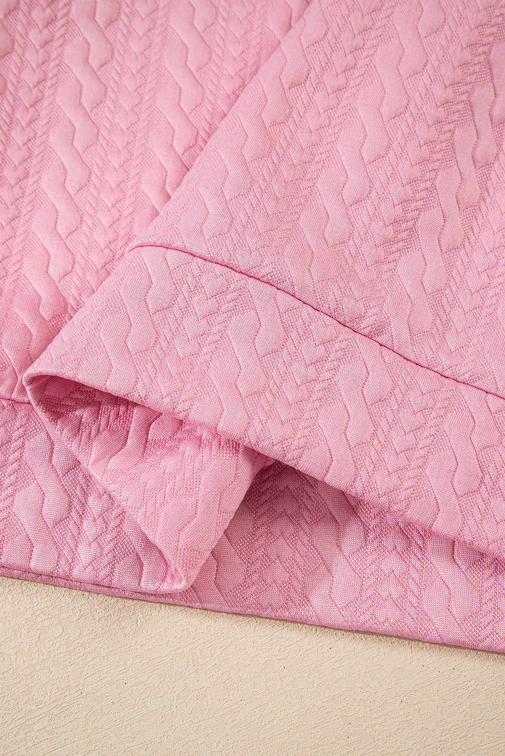 Pink Contrast Trim Textured Crewneck Tee and Pocketed Skirt Set