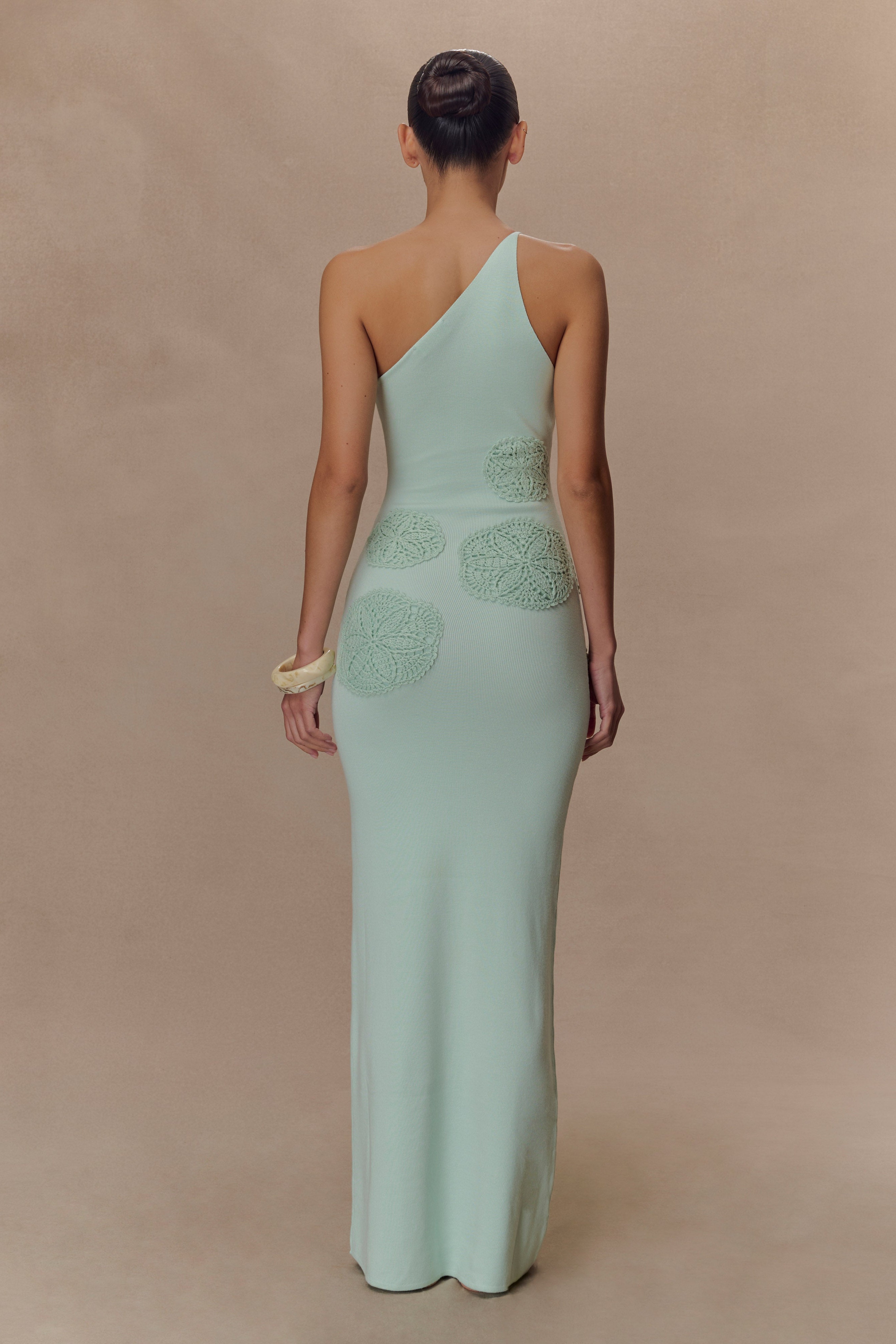 Aqua Crochet Knit Maxi Dress