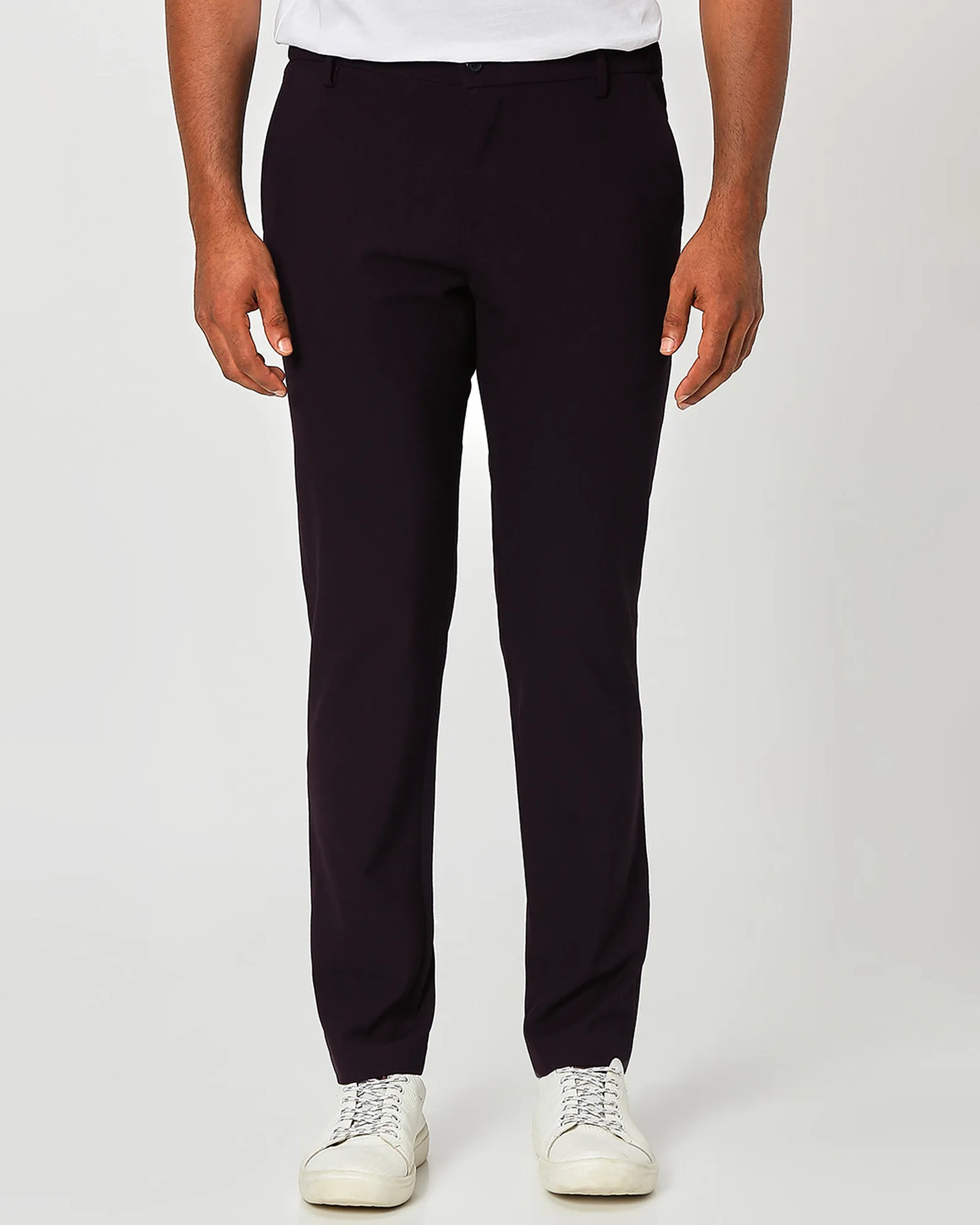 Classic Versatile Slim-Fit Straight-Leg  Maroon Trousers