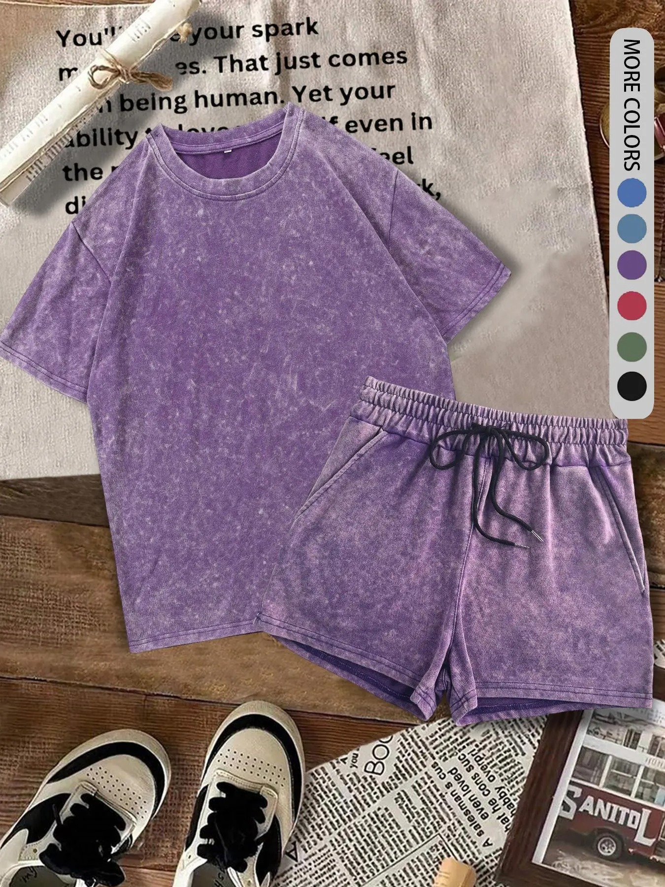 Women’s Denim-Effect Print Matching Set