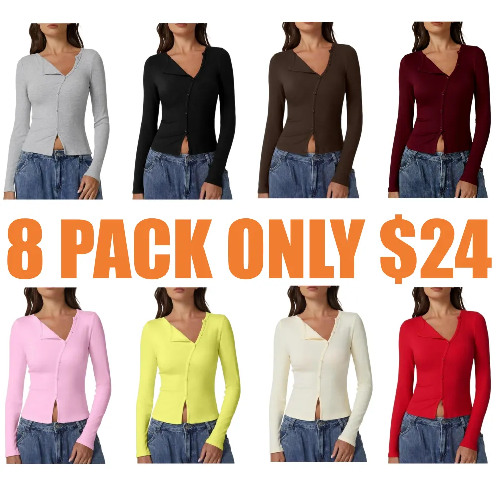 Women's Long Sleeve Ribbed Crewneck Shirts