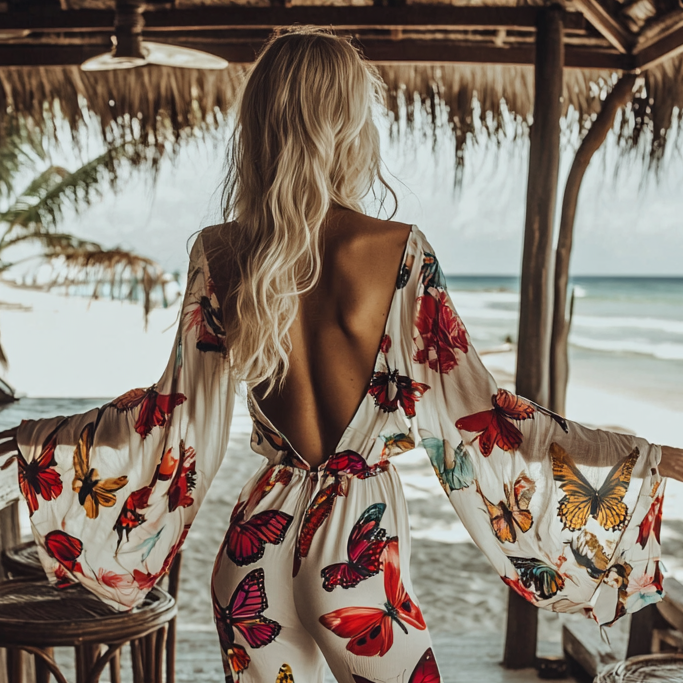 Ladies Backless Casual Jumpsuit 8f5a