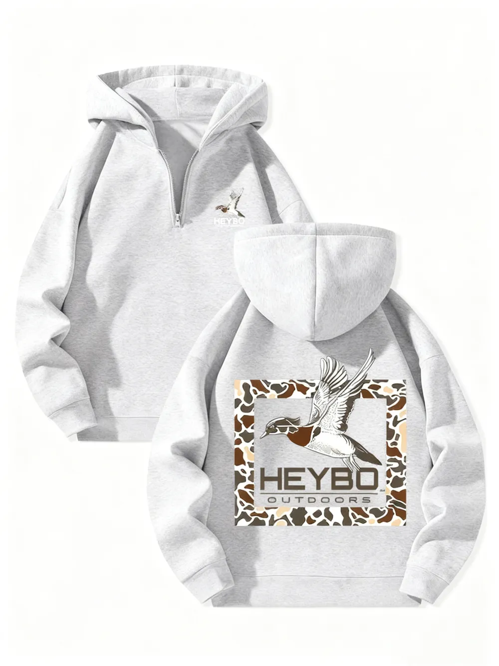 Fleece Lined Hooded Long Sleeve Half Zip Men's Sweatshirt