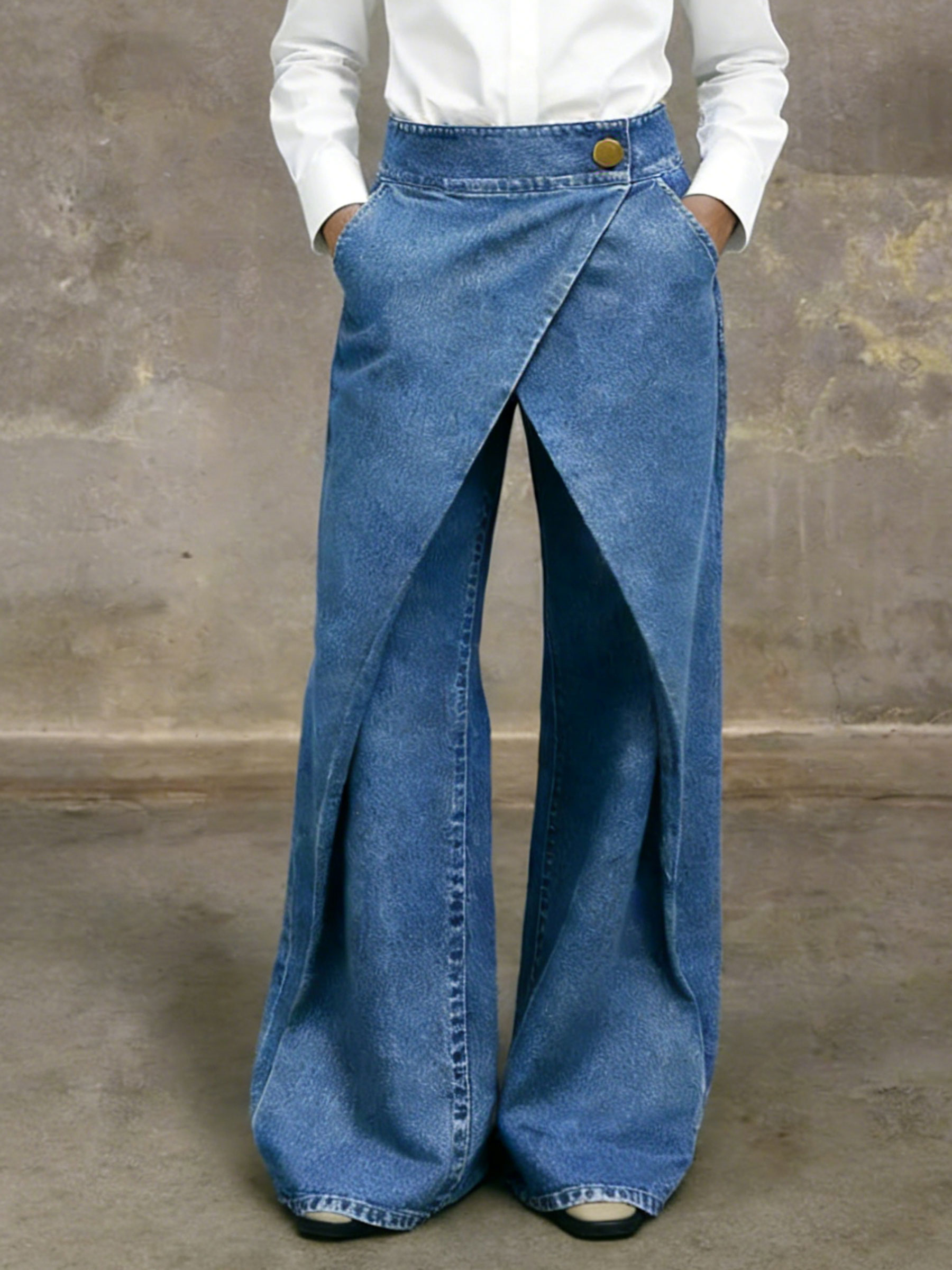 Women’s Stylish Solid Color Casual Denim Pants
